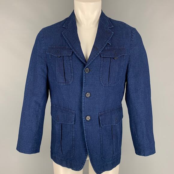 BANANA REPUBLIC Size 40 Indigo Buttoned Notch Lapel Jacket - Picture 1 of 1